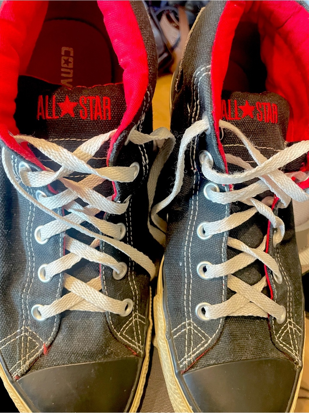 Converse Kids All Star Sneakers - Black with Red Accents